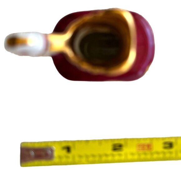 VTG Limoge Porcelain Miniature Pitcher Decorative Handle RED WHT Gold Accents - Picture 5 of 6